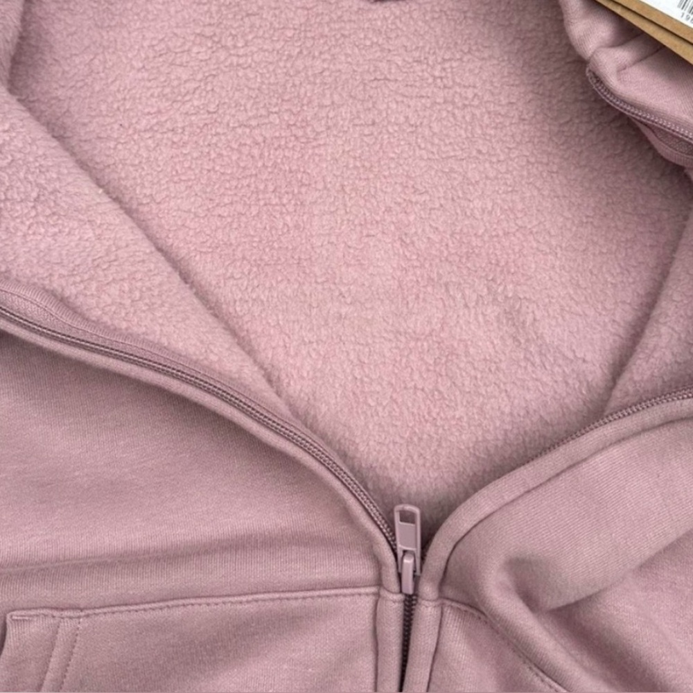 SKIMS COTTON FLEECE CLASSIC ZIP UP HOODIE | COLOR: DUSK SIZE: S - Picture 5 of 6